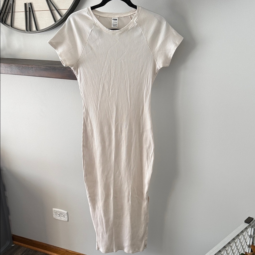 PINK Victoria's Secret Light Tan Ribbed Maxi Dress, L